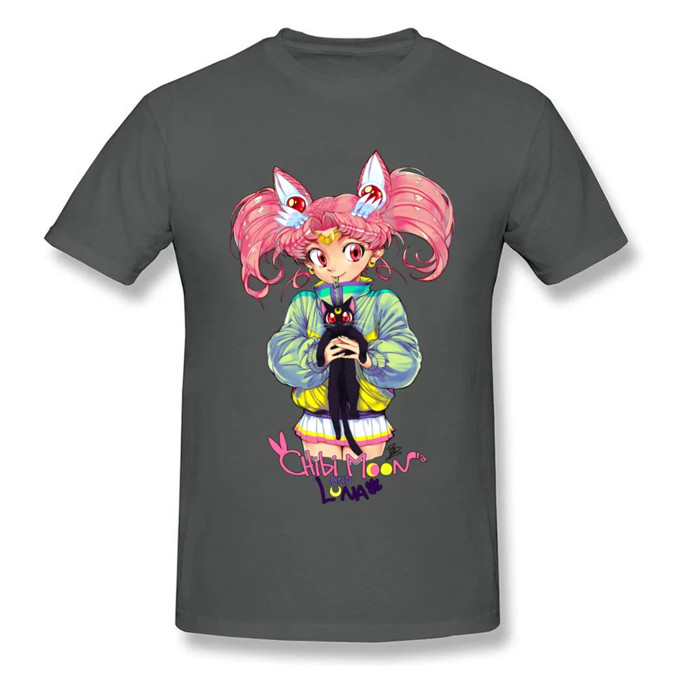 Chibi Moon Luna Geek Short Sleeve Tees NEW YEAR DAY Round Collar 100% Cotton Fabric Men T-Shirt Geek Sweatshirts 2018 Newest Chibi Moon  Luna carbon