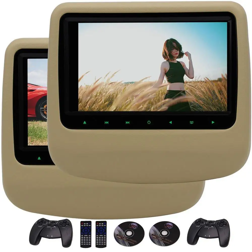 

Headrest Pillow DVD Player Digital Screen Rear-Seat Headrest with FM&IR Transmitter Support TV Car Monitor USB SD Car DVD Player