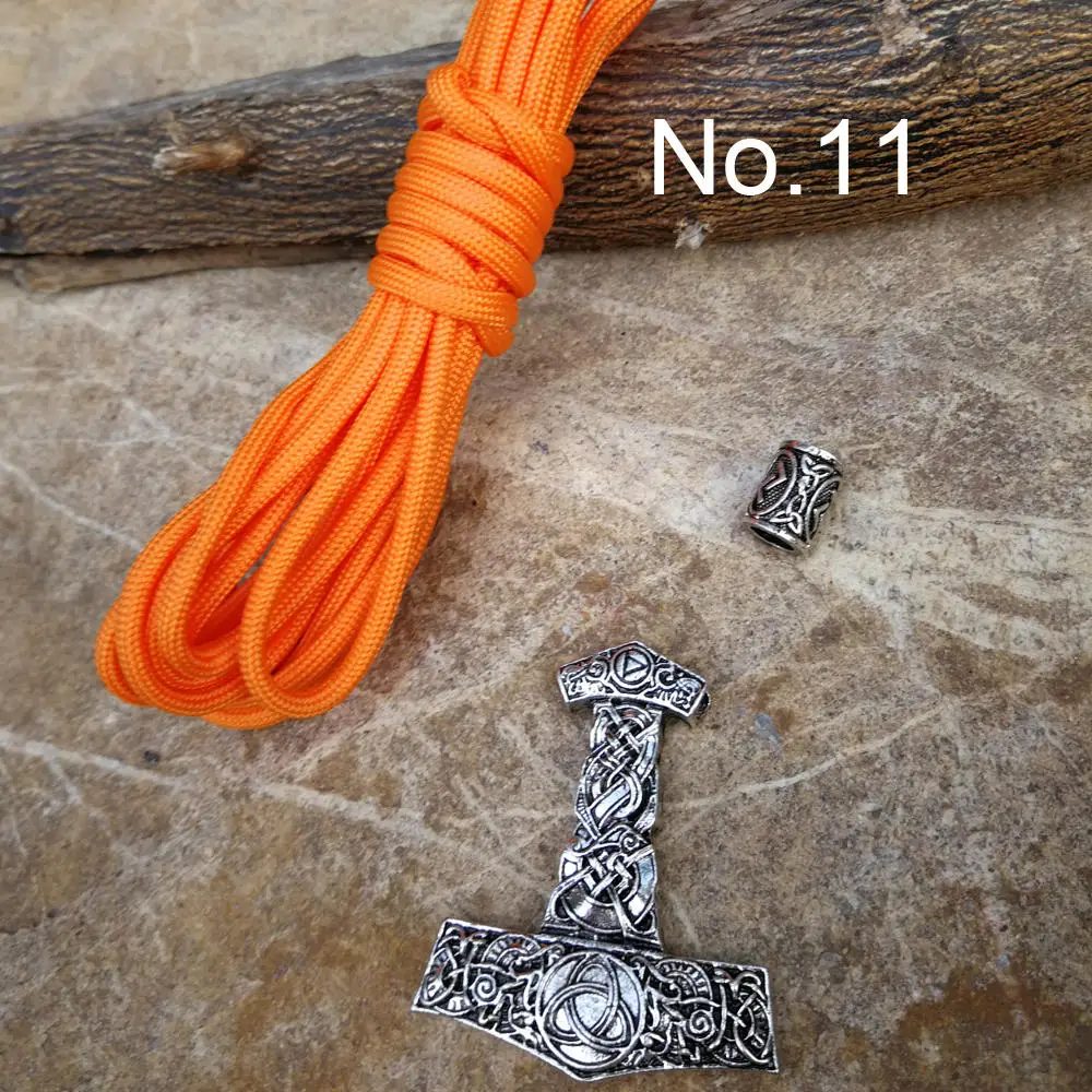 Norse Viking Runes Beads Pendant Paracord Diy Set Braided Bracelet Men Bracelets Thor Hammer Rope Bangles for Men Jewelry Gifts (11)