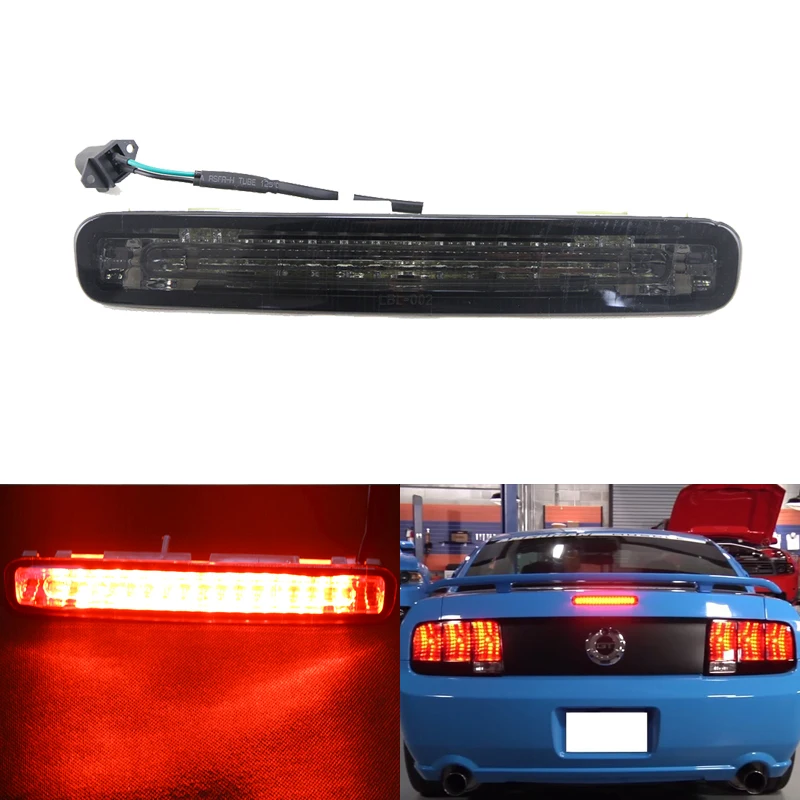 

Car Styling One Piece Smoke Lens Led Third Additional Brake Light Lamp For Ford Mustang 05-09 Red Led External Lights DC 12
