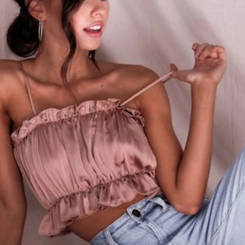 

NEW Summer Women Sexy Ruched Crop Tops Casual Tank Top Vest Sleeveless Sexy Crop Tops