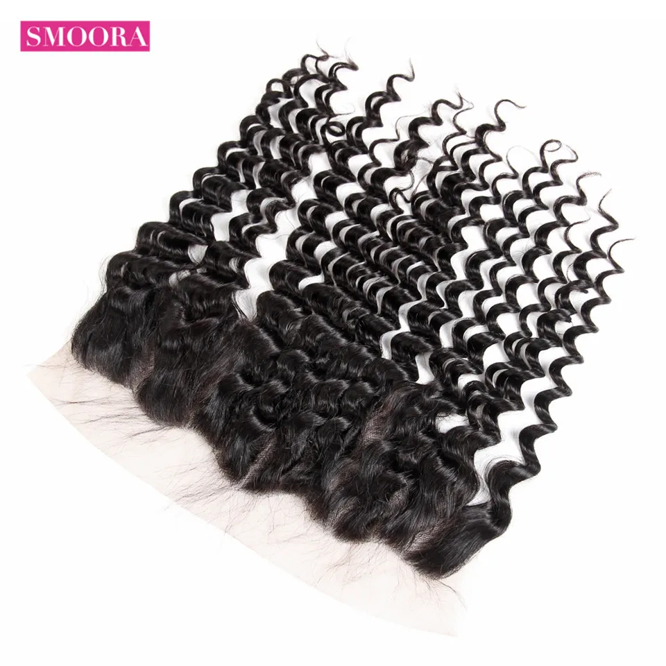 Brazilian Deep Wave 13*4 Ear to Ear Free Part Lace Frontal Closure 100% Non Remy Human Hair Natural Color 10-20 Inch Smoora Hair Brazilian Deep Wave 13*4 Ear to Ear Free Part Lace Frontal Closure 100% Non Remy Human Hair Natural Color 10-20 Inch Smoora Hair