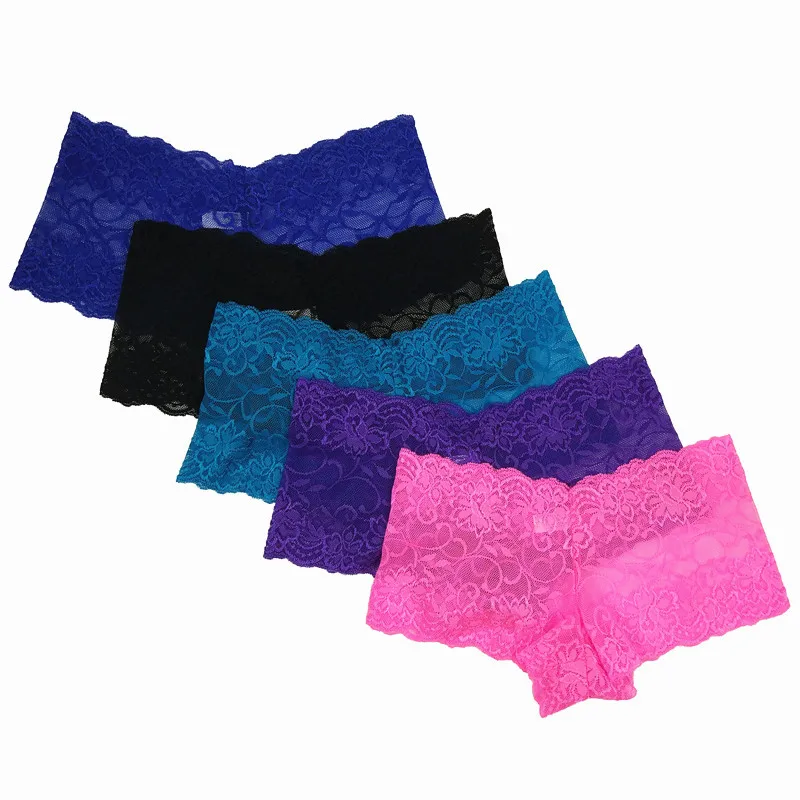 6pcs/lot Women Sexy Lace Boyshorts Panties Underwear Summer Thin