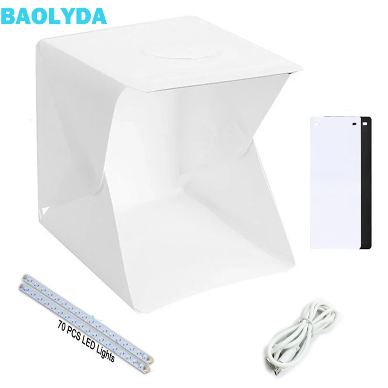 

Baolyda LED / Photo Lightbox for Photography Mini Folding Lightbox 40*40 Portable LED Studio Lightbox 40cm with 2 LED Bar 70pcs