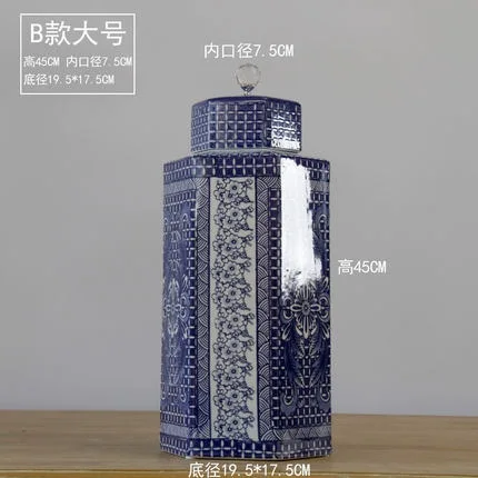 decoration Jingdezhen Ceramic Pot Arrangement Vase Blue and White Porcelain Crafts Home Arrangement Storage Tank European-style - Цвет: 5