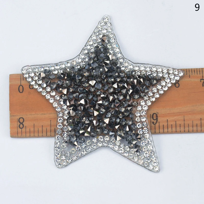 Multiple Sizes Crystal Rhinestone Star Patches for Clothing Iron on Clothes Appliques Badge Stripes Diamond Pentagram Stickers