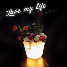 Waterproof multicolor rechargeable Square Small S glowing LED Flower pot plant pot cube plastic led ice bucket classic plastic pe outdoor waterproof led floor lamp remote control rechargeable led glowing flower pot floor boughpot