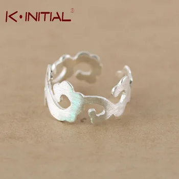Kinitial 1Pcs Fashion 925 Sterling Silver Simple Rings Opening Cloud Rings women Geometric Jewelry for Party Gift Ring Bijoux