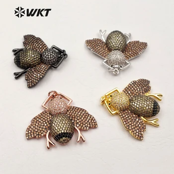 

JF236 Wholesale High Quality Micro Paved insect Connector Jewelry Micro Paved fly shape bug pendant with CZ and gold paving gift