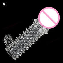 Reusable Full Cover Penis Sleeve Ring Delay Elasticity Condoms for Sex Adult Men