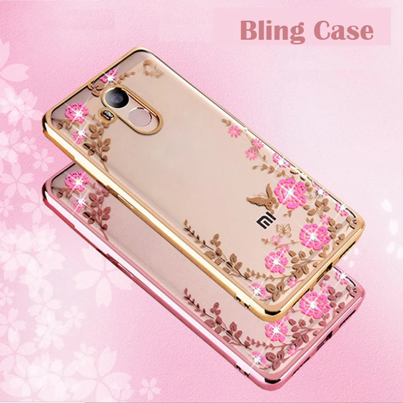 

Flower Bling Diamond Clear Soft Case for Xiaomi 4i 5S 6 5X A1 Max Mix 2 Redmi Note 4 4X 3 3S 4A 5A Prime Case TPU silicone Capa
