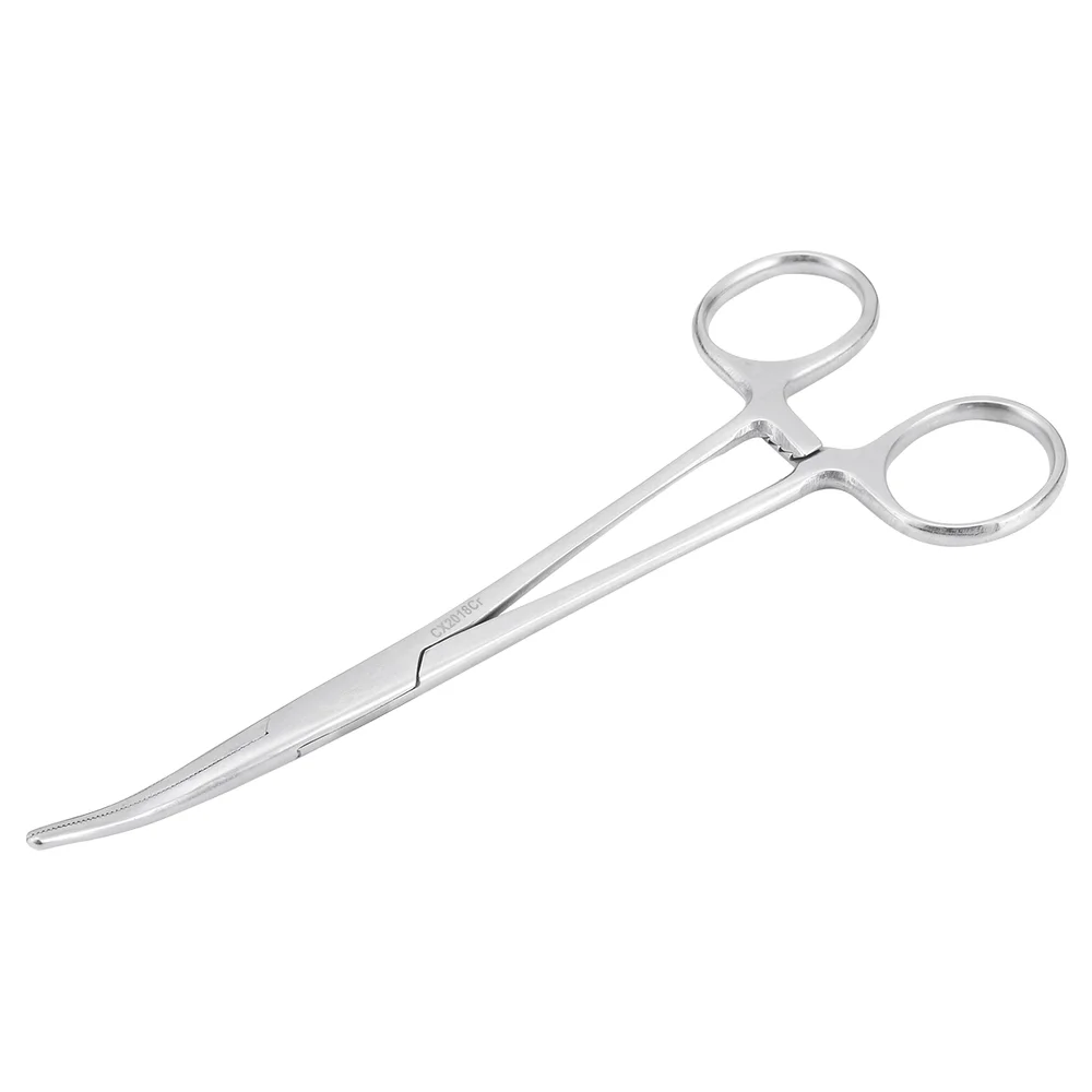 

1X Stainless Steel Bend Type Hemostat Locking Forceps Curved Mosquito Elbow Hemostat For Fishing Scissors Box Tool 16cm