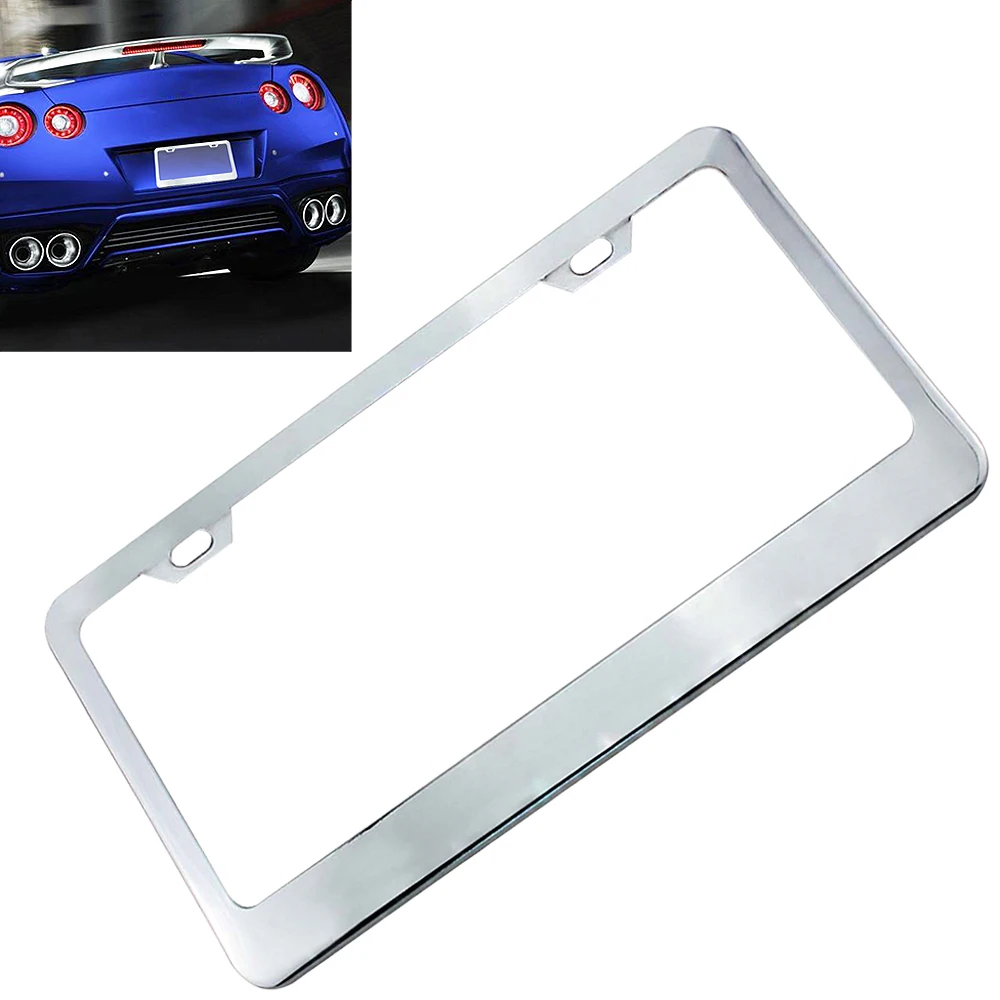 

Universal Waterproof Car License Plate Box with Mirror Polished Chrome and 2 License Fasteners for Most Cars