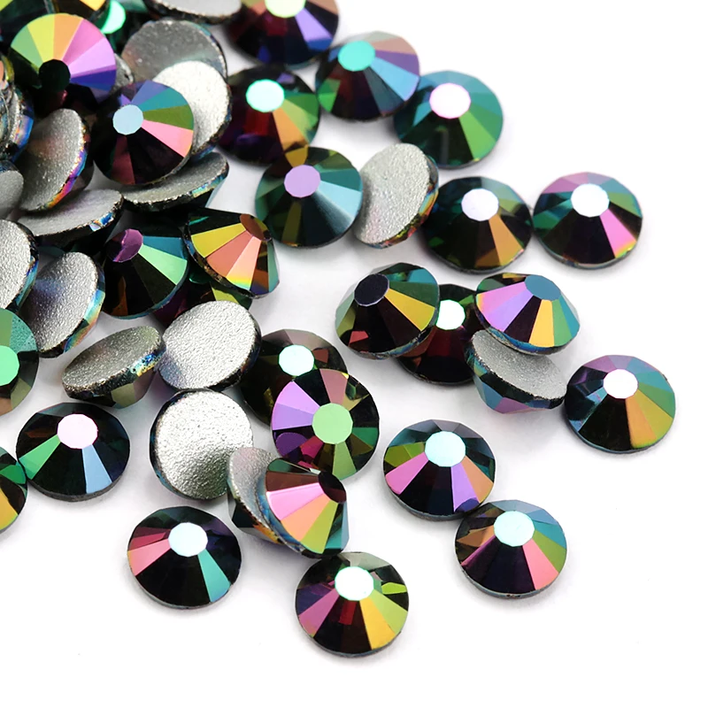 

QIAO Metal Rainbow Color Glass Flatback Rhinestones SS16 SS20 SS30 Non Hotfix Rhinestone for Garment