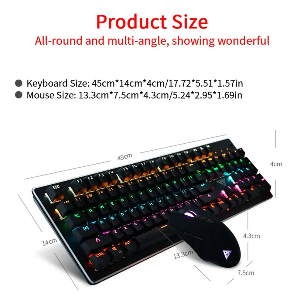 

V2 104-Key Mechanical Keyboard And Mouse Set Wired LED Backlight Desktop RGB Keyboard