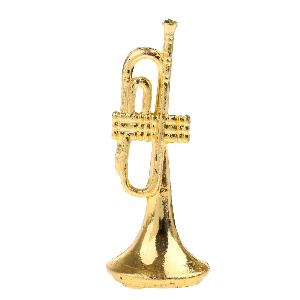 1 Piece 1/12 Dollhouse Miniature Musical Instrument Bend Brass Model Mini Figures Accessory Kids Pretend Play Toy