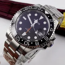 Luxury Brand 40mm Parnis Black Dial Sapphire Glass Orange GMT Hand ceramic bezel Luminous Marks Automatic Movement men's Watch Luxury Brand 40mm Parnis Black Dial Sapphire Glass Orange GMT Hand ceramic bezel Luminous Marks Automatic Movement men's Watch