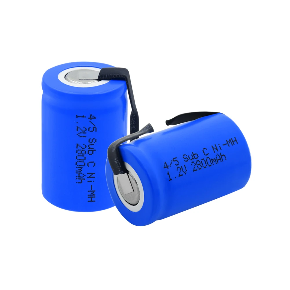 1-10 Pcs Rechargeable 1.2 V 2800mAh 4/5 Sub C(4/5SC) Ni-MH Battery With Soldering Nickel Tabs For P