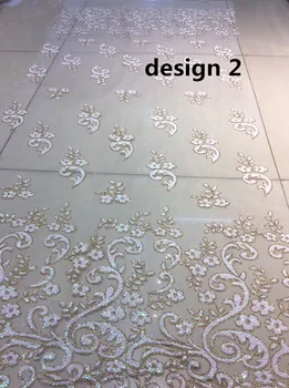 

elegant sequins lace hand print with glued glitter CiCi-52806 for lady sawing