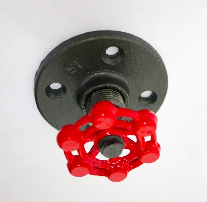 

2PCS/LOT Industrial Style Retro Cast Iron Flange Red Valve Wall Hook Decorative