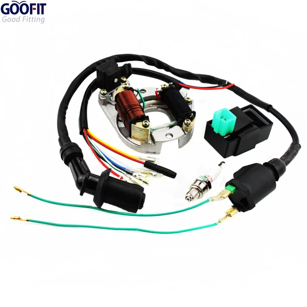 

GOOFIT Ignition Rebuild Kit for 50cc 70cc 90cc 110cc 125cc ATV Stator CDI Coil Plug AT7C Group-2