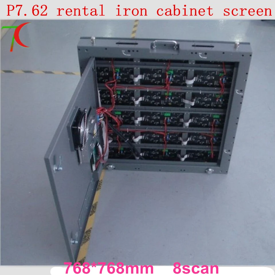 

732*732mm 8scan P7.62 SMD full color equipment cabinet with door for rental display,17222dots/m2