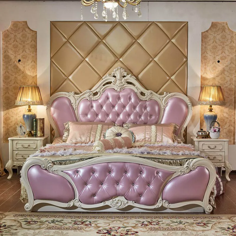

European design bed room furniture wood double bed european style wooden bed
