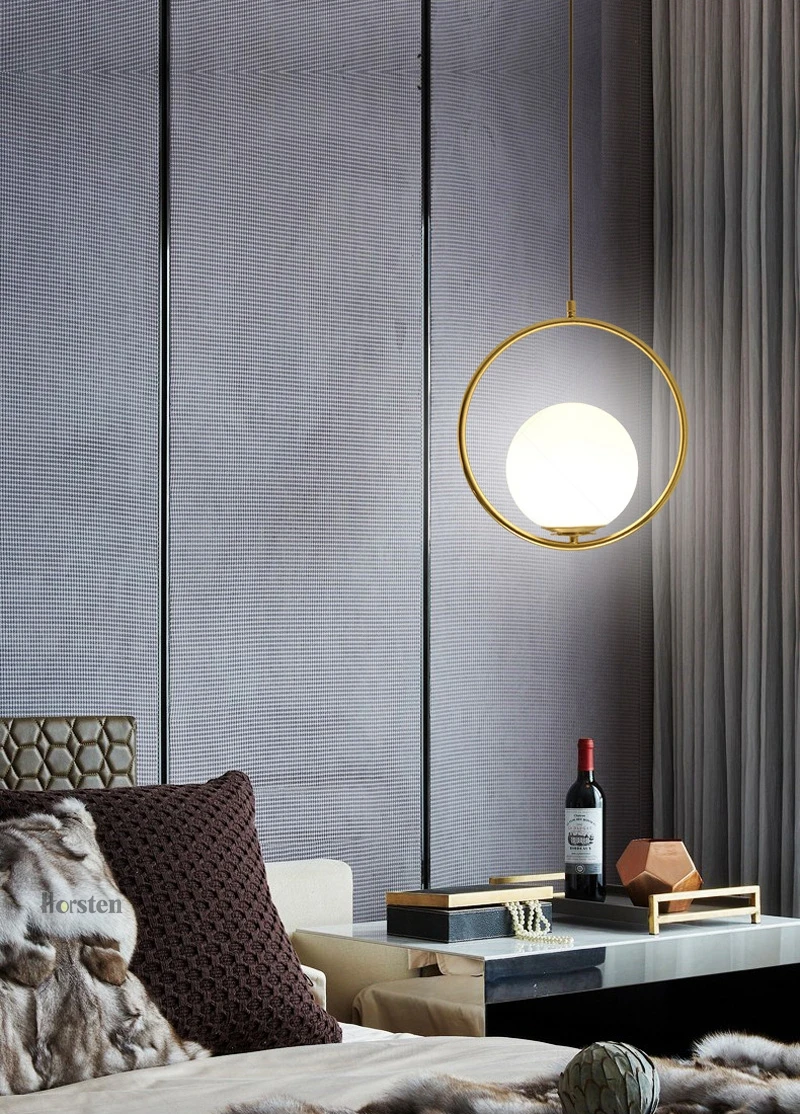 Nordic Simple Circled Glass Ball Pendant Lights LED E27 Loft Modern Hanging Lamp for Parlor Dining Room Bedroom Bar Restaurant (5)