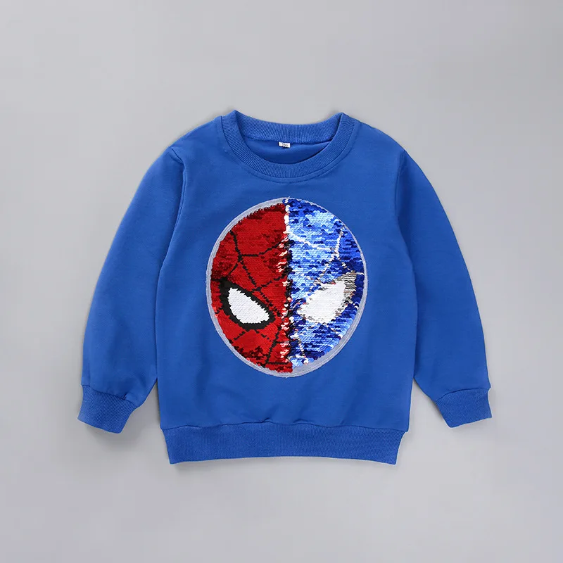 Изменить цвет пайетки "Человек-паук" Капитан Америка «Дораэмон»; кофта для мальчиков и девочек, детские толстовки с капюшоном; пуловер; одежда; - Цвет: H