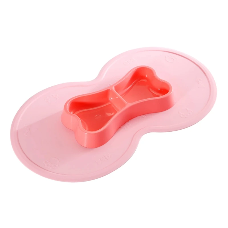 Silicone Puppy Dog Bowls Pad for Double Dog Waterproof Pet Feeding Mat
