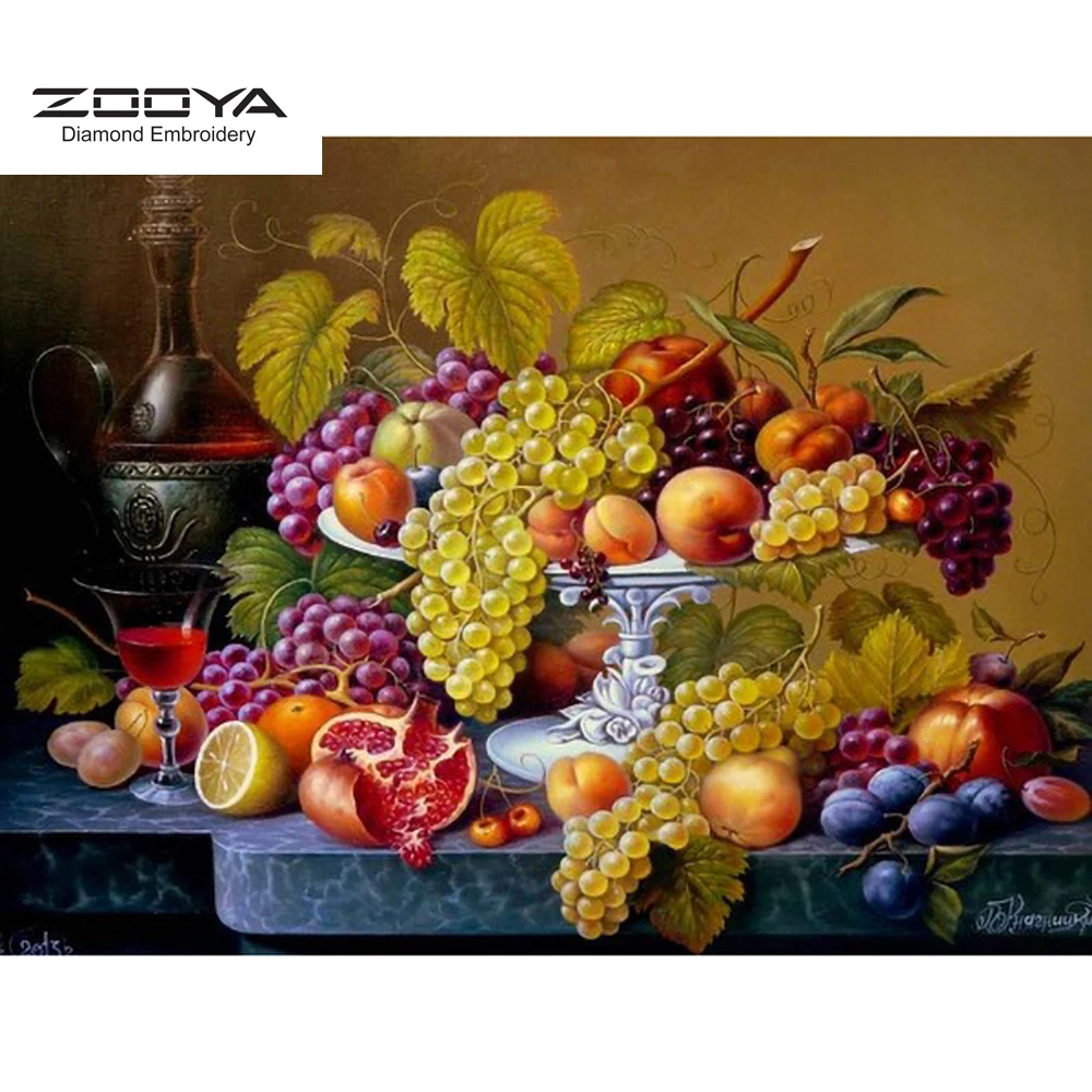 

Fruit Diamond Embroidery Home Kitchen Wall Decor Rubik's Cube Square Diamond Painting Crystal Mosaic Picture of Rhinestone R001