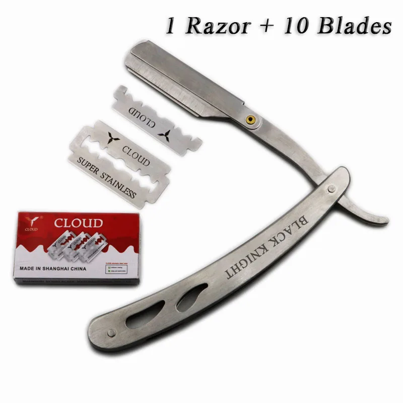 Borda de Lâminas de Barbear Ferramentas de Remoção de Cabelo Cabelo com 10 Nuvem 1 Conjunto Homens Heterossexuais Barber Folding Faca com 10 Pcs Lâminas