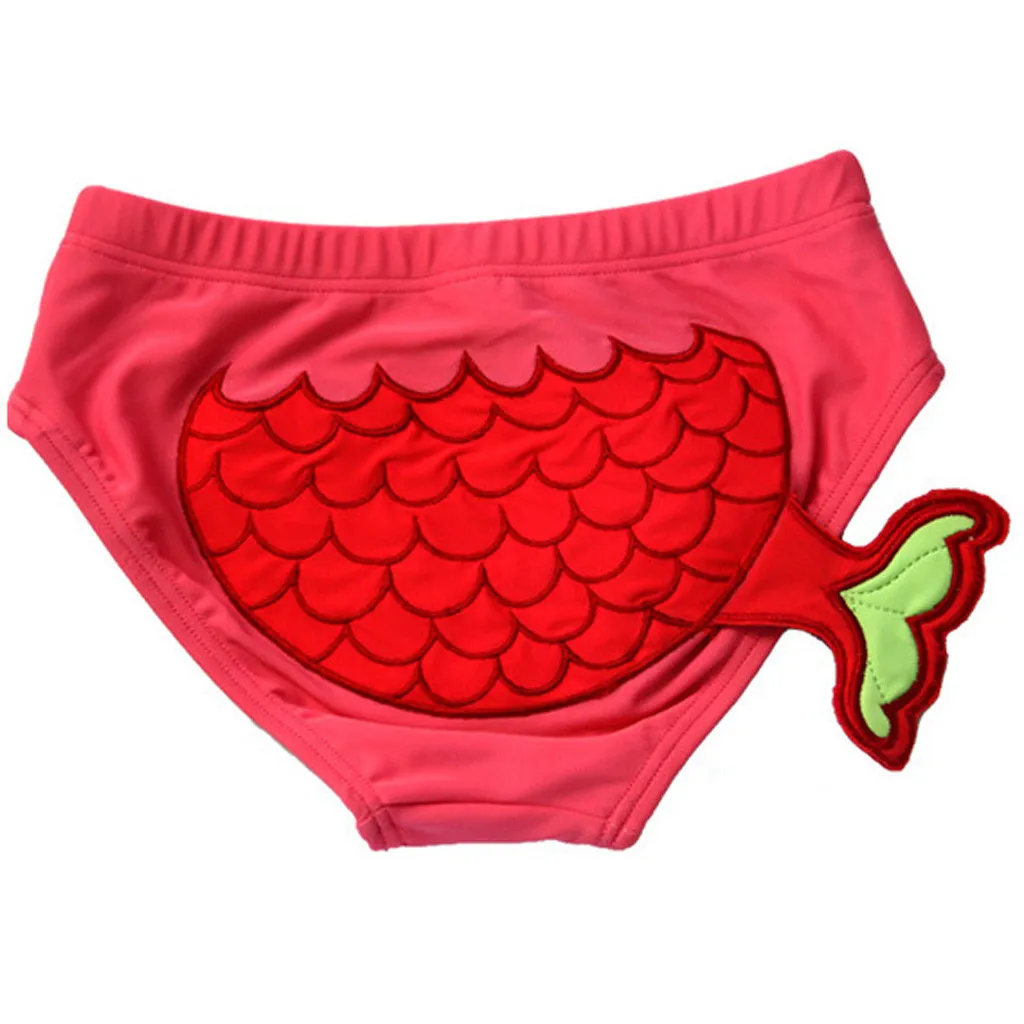 Детские трусы, купальные плавки для мальчиков, плавки для девочек, плавки, шорты с рисунком морской звезды, краба, летняя одежда для плавания, Купалники - Цвет: Watermelon Red M