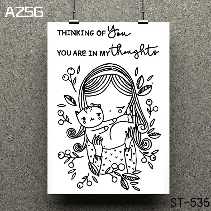 

AZSG Lovely cat Clear Stamps/seal for DIY Scrapbooking/Card Making/Photo Album Decoration Supplies
