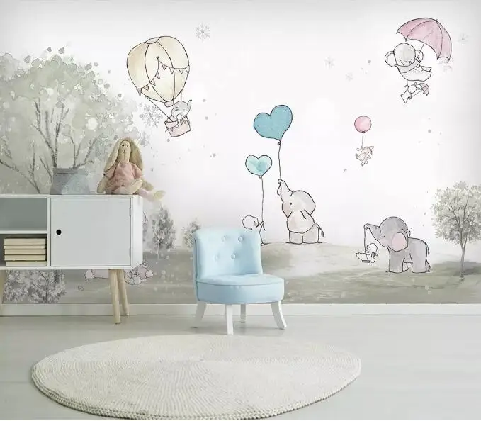 Beibehang пользовательские росписи милый мультфильм воздушный шар Медвежонок животное детская комната фон Настенные обои пейзаж домашний декор обои