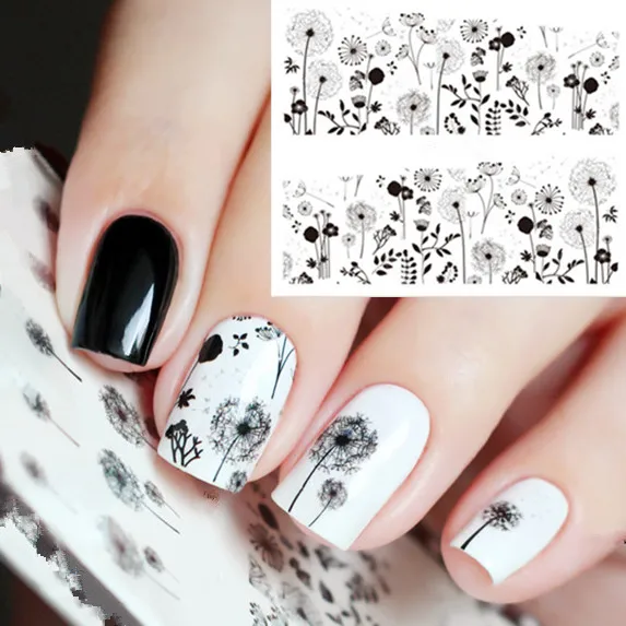 

Flower Flying Dandelion Nail Sticker Cartoon Owl Designs Nail Art Water Decals Transfer Sticker 9 Colors