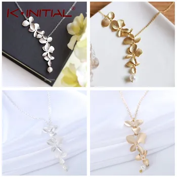 

Kinitial Fashion Charms Orchid Flower Pendants Necklaces Petal Flower Necklace Jewelry For Women Accessories Gift collares