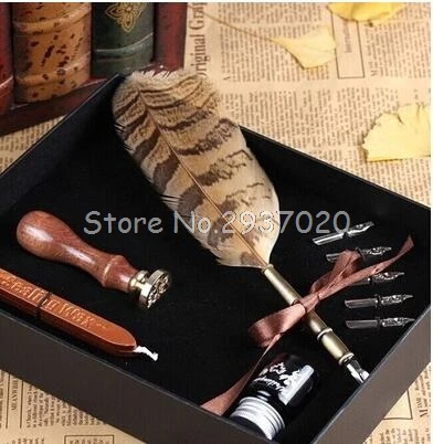 Vintage Fountain Pen Writing Ink Seal Wax Spare Tip Owl Stamp Feather Quill Dip Pen Set Antique Gift School Supply D14 Vintage Fountain Pen Writing Ink Seal Wax Spare Tip Owl Stamp Feather Quill Dip Pen Set Antique Gift School Supply D14