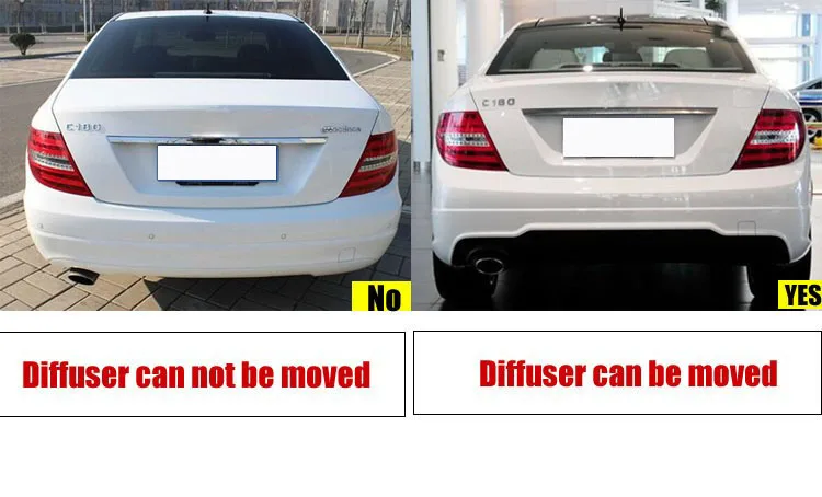 for Mercedes W204 C63 plastic PP rear bumper diffuser for 2012- benz C180 C200 C280 C300