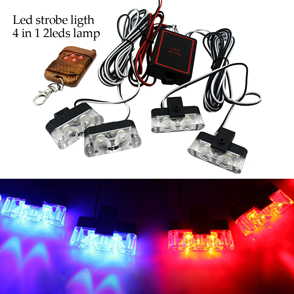 1Set 4 IN 1 2LED Remote or Manual DC 12V led Warning light Car Truck