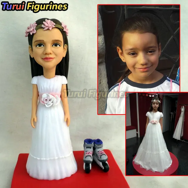 US $90.72 dollhouse miniature girl roller skating sculpture home decor miniature figurine birthday favor cake