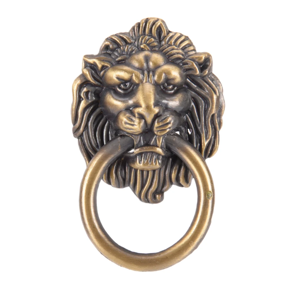 

Vntage Lion Head Furniture Handle Lion Head Knob With Ring Wardrobe Drawer Door Pull Retro Decoration 42* 68m