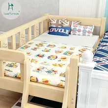 Модные детские кровати Луи из цельного дерева пояс ограждение один ребенок расширение небольшой сплайсинга