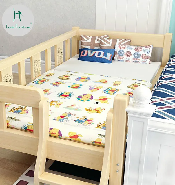 Louis Fashion Children Beds Solid Wood Belt Guardrail Single Baby Louis Fashion Children Beds Solid Wood Belt Guardrail Single Baby Widening Small Splicing