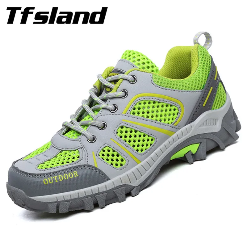 

New Mens Women Waterproof Mesh Mountain Climbing Hiking Shoes Couples Breathable Trekking Sneakers Outdoor Tenis Para Caminhada