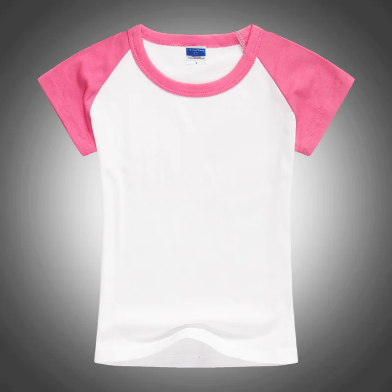 1 предмет, розничная, детская брендовая хлопковая футболка одежда для маленьких девочек Детская летняя футболка с короткими рукавами для девочек, цвет белый, розовый