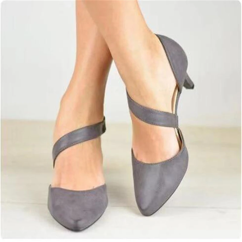 

2019 Spring Summer Women Sandals Wedges Pumps High Heels Pointed Toe Buckle Strap Gladiator Women Pump Shoes Large size 34-43