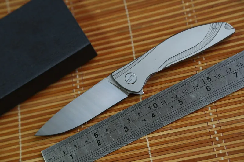 

JUFULE Small Neon Dmitry Sinkevich Custom oem ball bearing D2 titanium flipper folding hunting outdoor survive knife EDC F3 tool