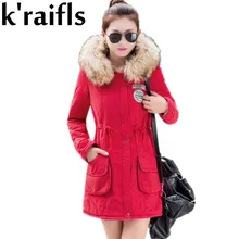 k’raifls New Long Parkas Female Womens Winter Jacket Coat Thick Cotton Warm Jacket Womens Outwear Parkas Plus Size Fur Coat 2017