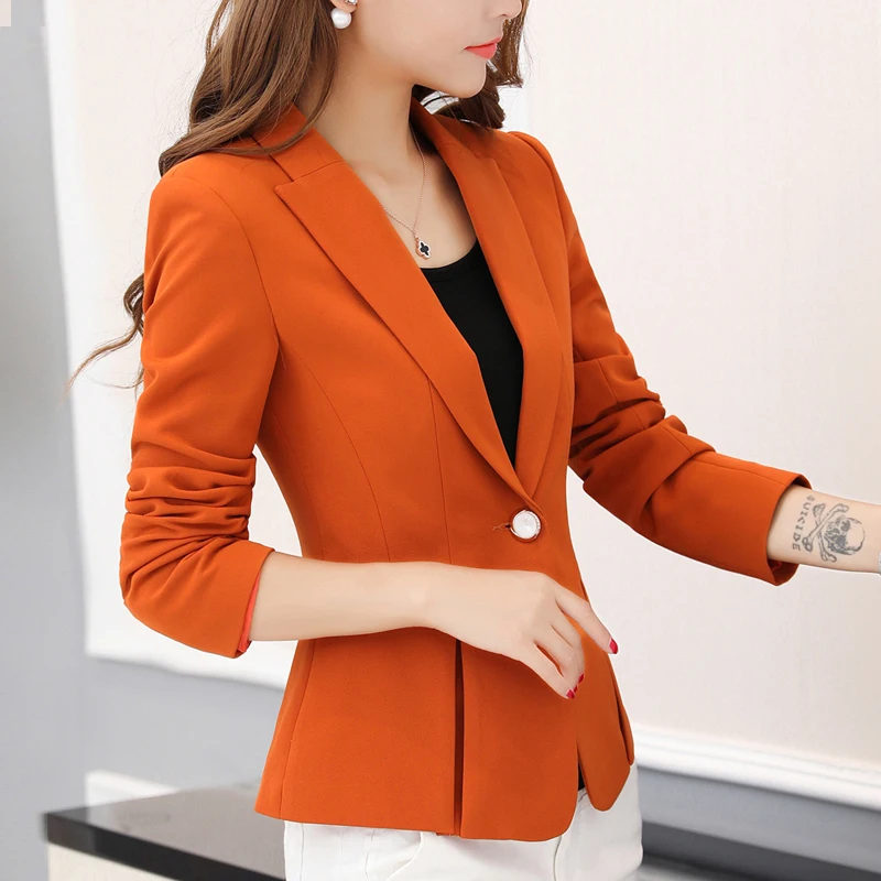 

Women's Jacket Spring and Autumn New Style Slim Fashion Casual Pure Color Temperament Office Lady OL Professional Uniform Coat